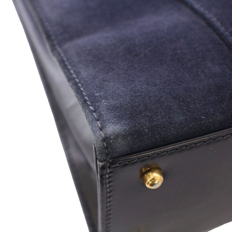 Gucci Handbag One Handle Suede Logo Bicolor Navy Gold Color 000-2026-0306 BB -