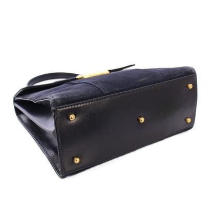 Gucci Handbag One Handle Suede Logo Bicolor Navy Gold Color 000-2026-0306 BB -