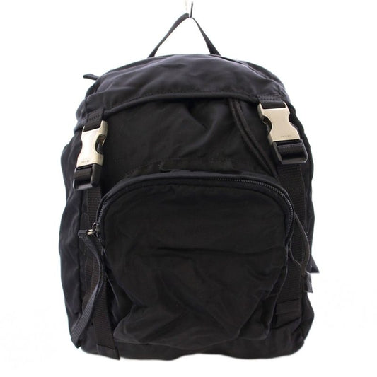 Prada Backpack Sac Daypack Nylon Triangle Logo One Color Black BB - OH