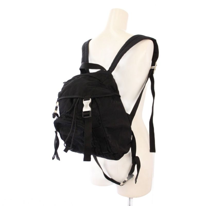 Prada Backpack Sac Daypack Nylon Triangle Logo One Color Black BB - OH
