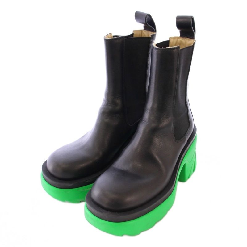 Bottega Veneta Rush Leather Chelsea Boots Short Boots Thick Bottom Bicolor 36