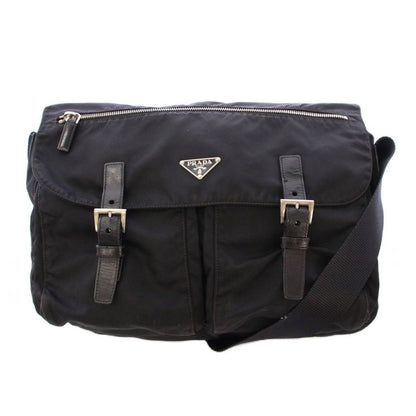 Prada Shoulder Bag Messenger Bag Nylon Logo One Color Black BB - OH