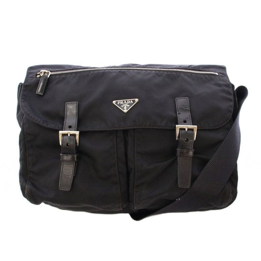 Prada Shoulder Bag Messenger Bag Nylon Logo One Color Black BB - OH