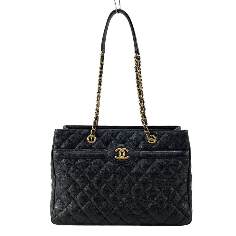 Chanel Tote Bag Matelasse A91058 Black Mattogo Old Hardware / Chain Shoulder