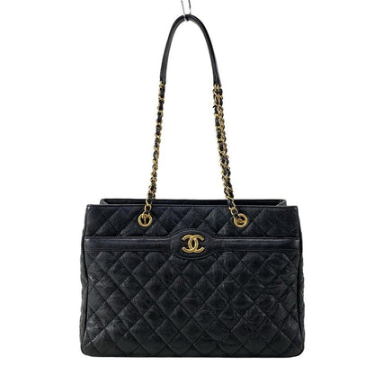 Chanel Tote Bag Matelasse A91058 Black Mattogo Old Hardware / Chain Shoulder