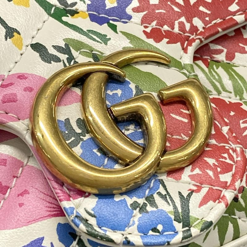 Gucci Shoulder Bag GG Marmont Quilted Leather Super Mini Bag 476433 White X