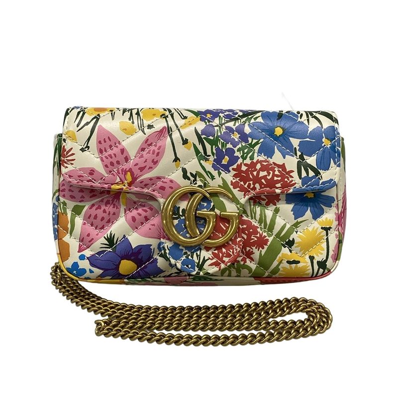 Gucci Shoulder Bag GG Marmont Quilted Leather Super Mini Bag 476433 White X