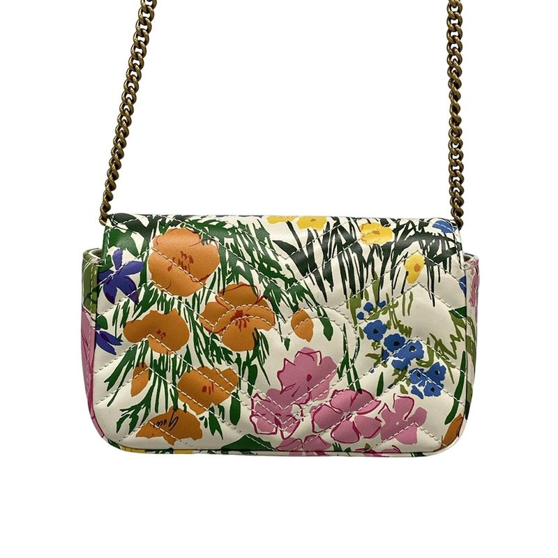 Gucci Shoulder Bag GG Marmont Quilted Leather Super Mini Bag 476433 White X