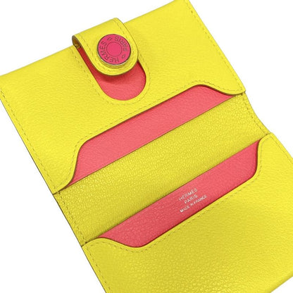Hermes Card Case RMS Yellow X Pink Silver Hardware