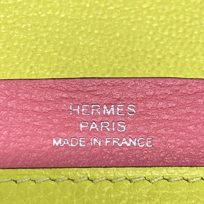 Hermes Card Case RMS Yellow X Pink Silver Hardware