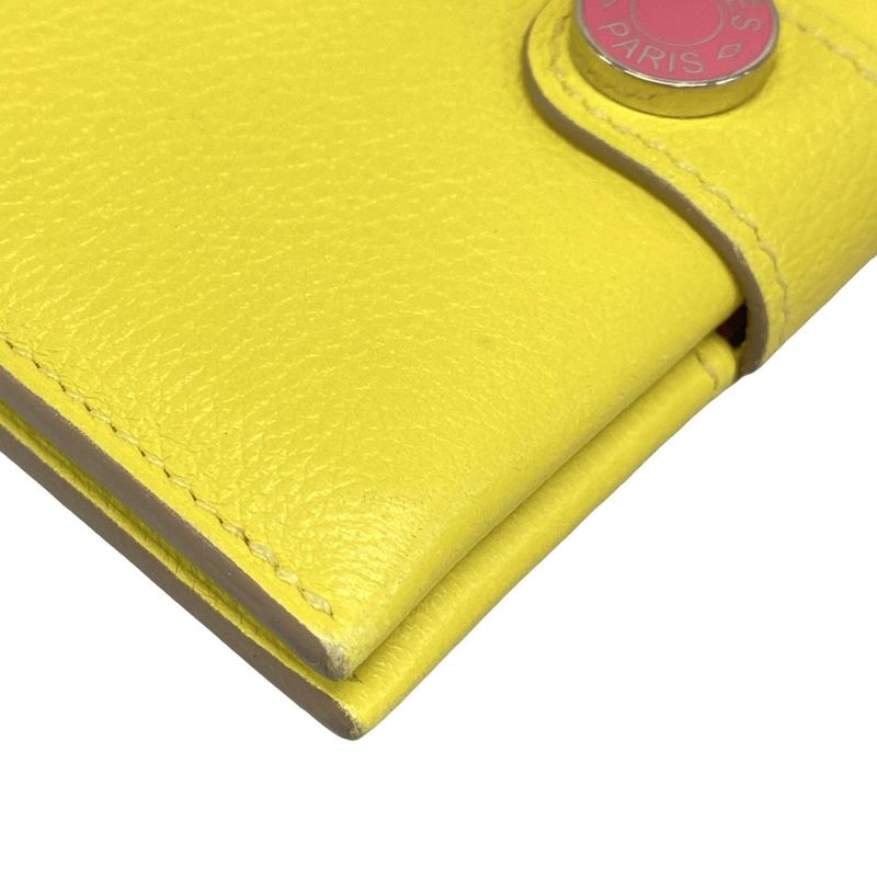 Hermes Card Case RMS Yellow X Pink Silver Hardware