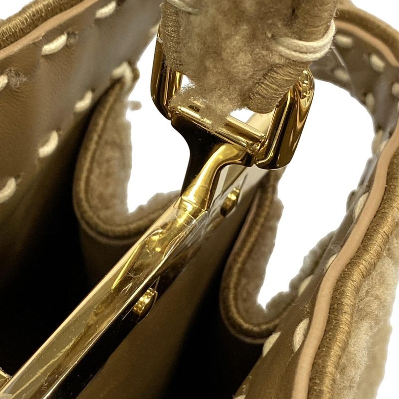 Fendi Handbag Peekaboo Icy Youth Small/selleria 8bn327 Beige Mouton