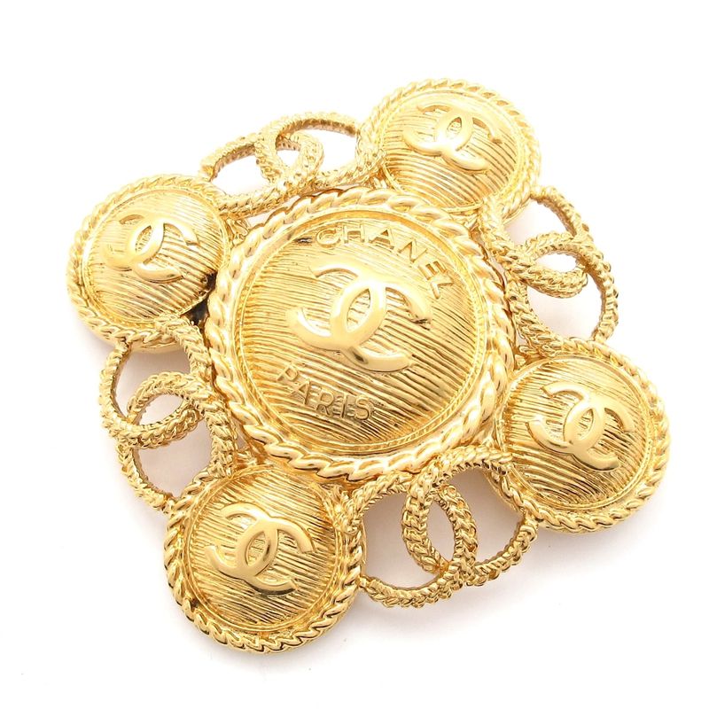 Chanel Brooch Beautiful Gold Coco Mark
