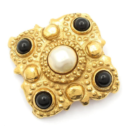 Chanel Brooch Gold×black×ivory