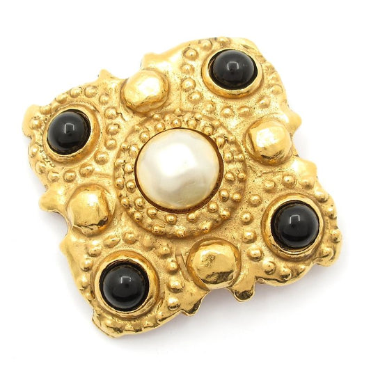 Chanel Brooch Gold×black×ivory