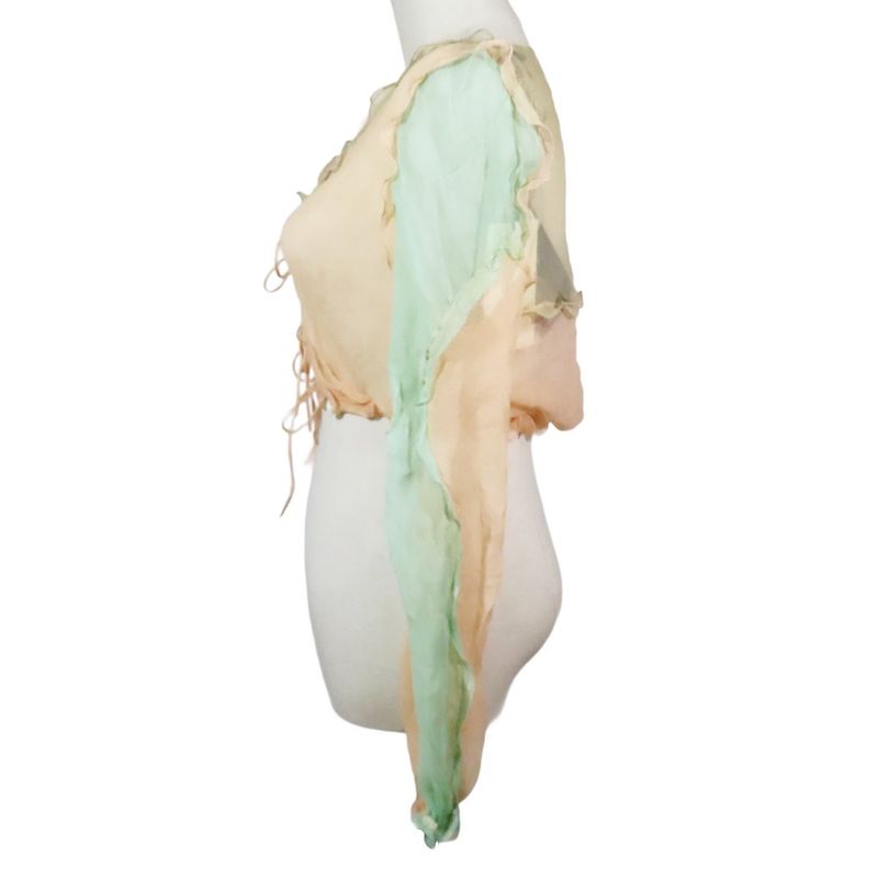 Unused 22 Fendi Silk See-through Cardigan Bolero Sheer Cut Long Sleeves Short