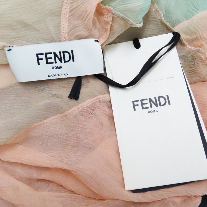 Unused 22 Fendi Silk See-through Cardigan Bolero Sheer Cut Long Sleeves Short