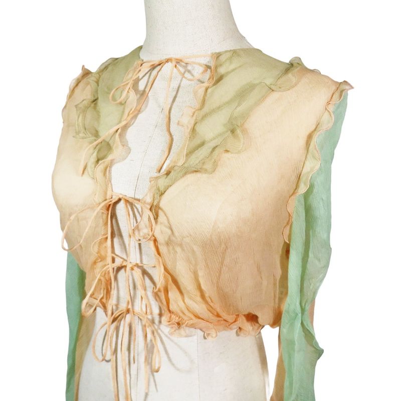 Unused 22 Fendi Silk See-through Cardigan Bolero Sheer Cut Long Sleeves Short