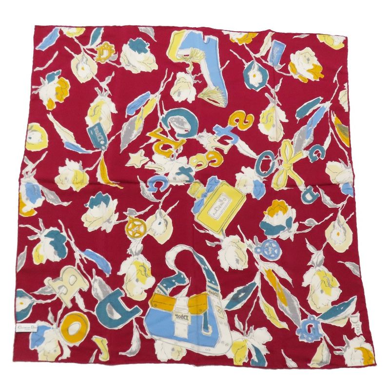 Unused Christian DIOR 100% Silk Square Scarf Bandana Logo Bag Perfume Total