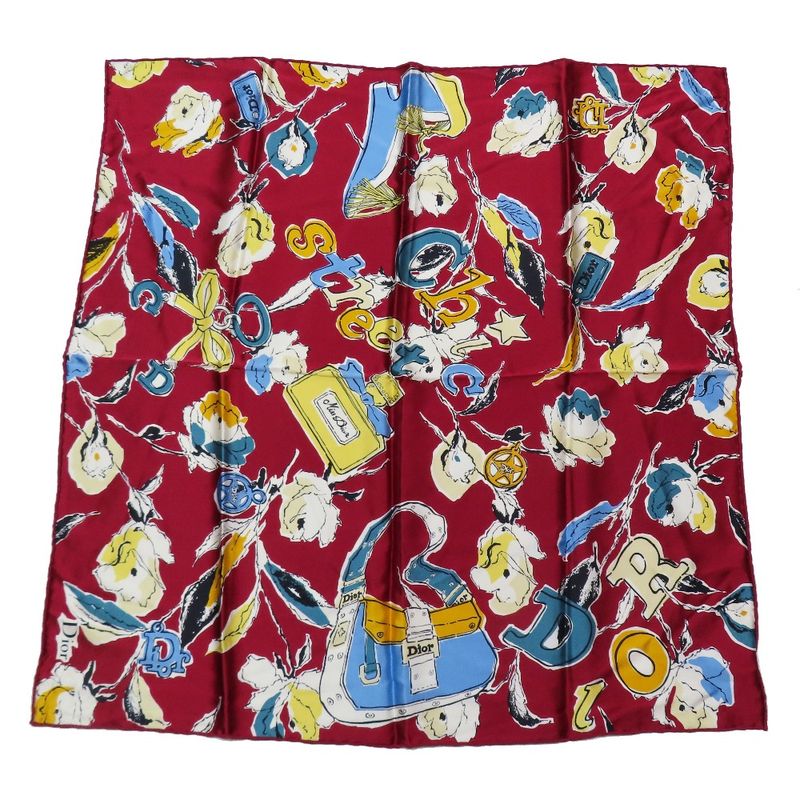 Unused Christian DIOR 100% Silk Square Scarf Bandana Logo Bag Perfume Total