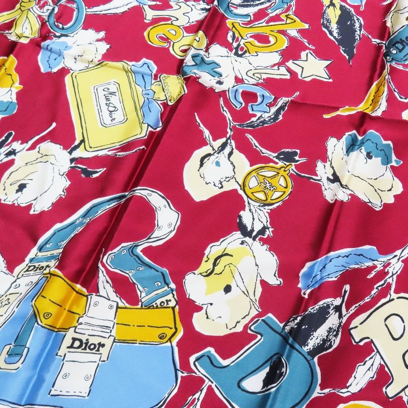 Unused Christian DIOR 100% Silk Square Scarf Bandana Logo Bag Perfume Total