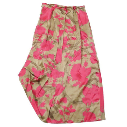 Unused 22 Fendi Floral Logo Ribbon Total Silk Asymmetrical Skirt Long Length