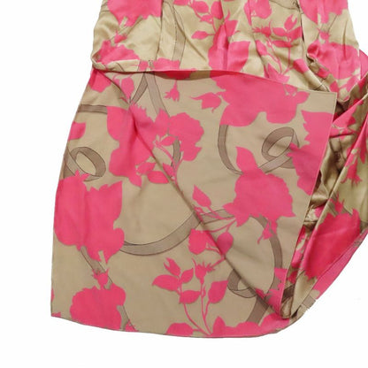 Unused 22 Fendi Floral Logo Ribbon Total Silk Asymmetrical Skirt Long Length