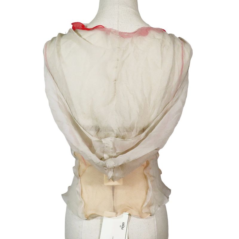 Unused 22 Fendi Silk Sheer Sleeveless Cut And Sewn Camisole With Inner FF Logo