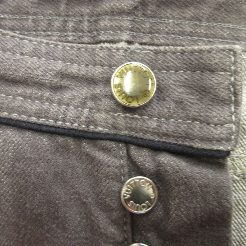 Louis Vuitton Denim Pants Jeans Damier LV Logo Button Fly On The Back 40