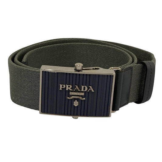Prada Logo Buckle Nylon Belt Gray Men's Used