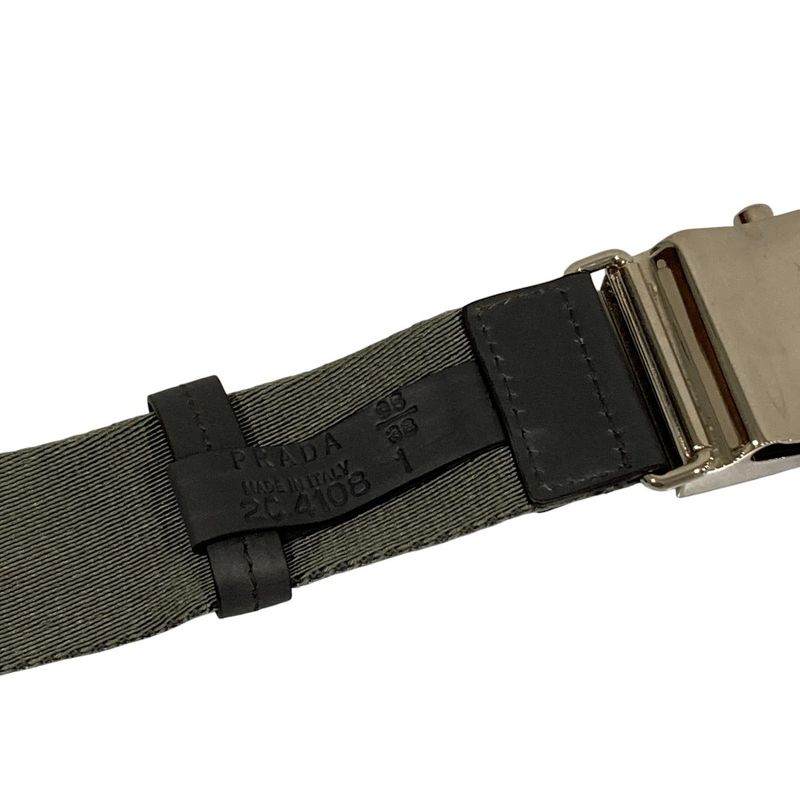 Prada Logo Buckle Nylon Belt Gray Men's Used