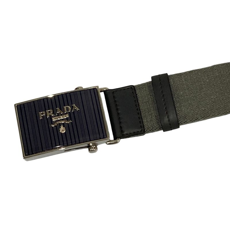 Prada Logo Buckle Nylon Belt Gray Men's Used