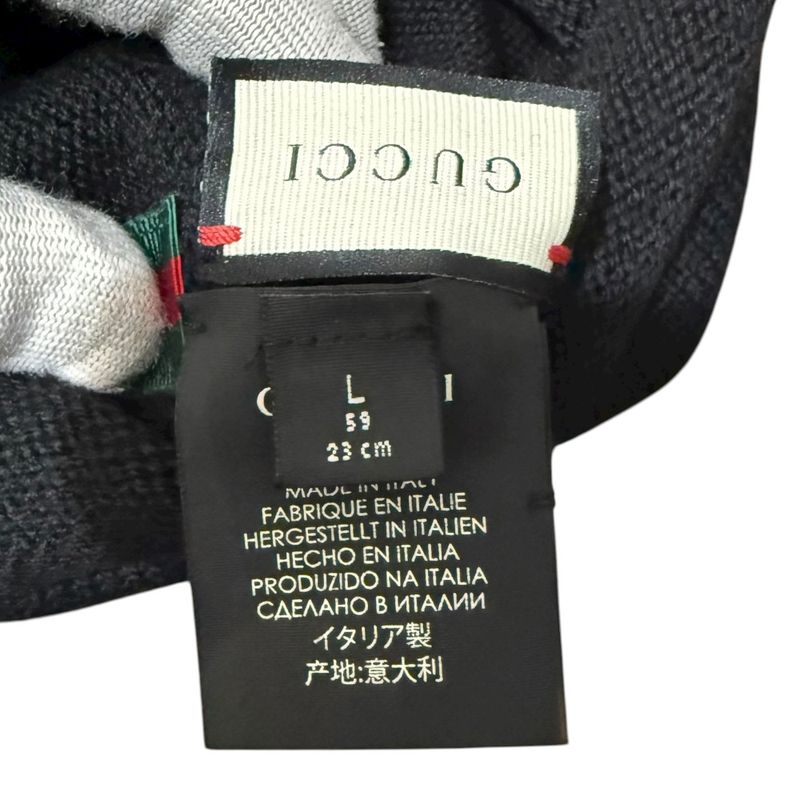 Gucci Michele Period Sherry Line Knit Cap Size L Black Men Women Used