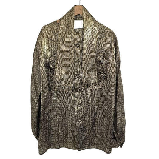 Christian DIOR Vintage Silk Bow Tie Blouse Size M Gold Color Women's Used