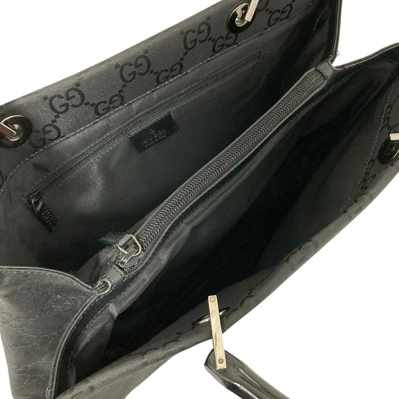 Gucci Bamboo Handle GG Pattern Handbag Tote Bag 002 1010 Black Men Ladies