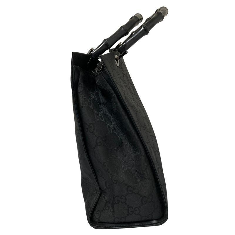 Gucci Bamboo Handle GG Pattern Handbag Tote Bag 002 1010 Black Men Ladies