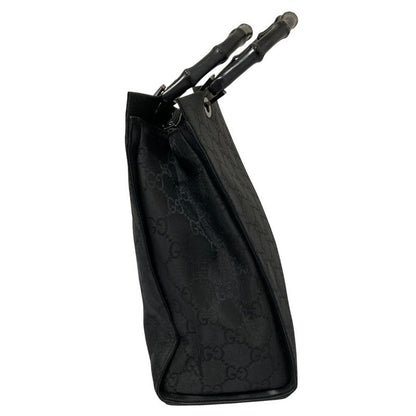 Gucci Bamboo Handle GG Pattern Handbag Tote Bag 002 1010 Black Men Ladies