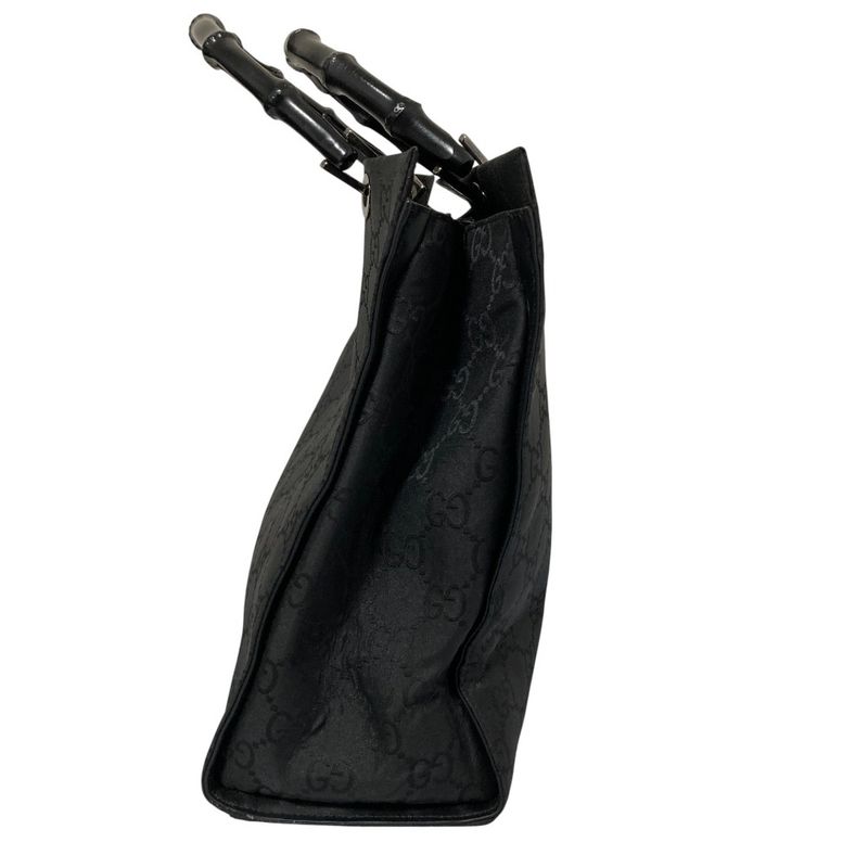 Gucci Bamboo Handle GG Pattern Handbag Tote Bag 002 1010 Black Men Ladies