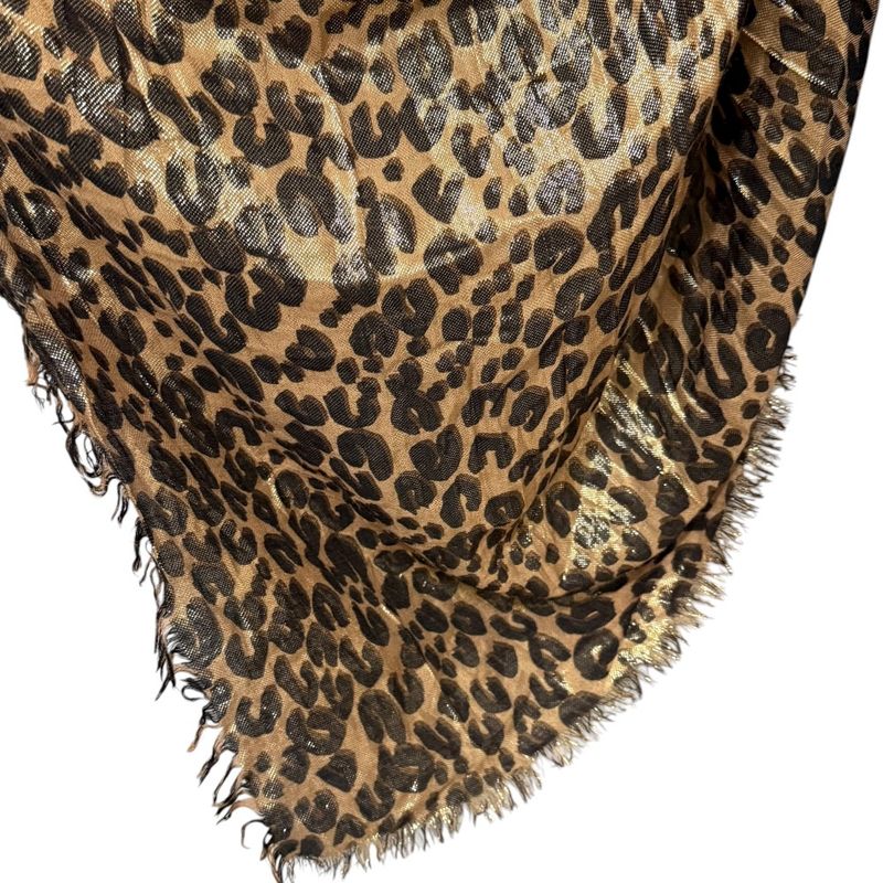 Louis Vuitton Leopard Pattern Cashmere And Silk Shawl 401910 Gold Color Women's
