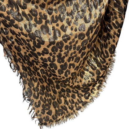 Louis Vuitton Leopard Pattern Cashmere And Silk Shawl 401910 Gold Color Women's