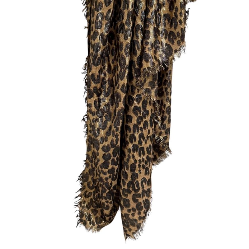 Louis Vuitton Leopard Pattern Cashmere And Silk Shawl 401910 Gold Color Women's