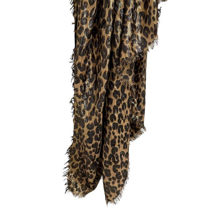 Louis Vuitton Leopard Pattern Cashmere And Silk Shawl 401910 Gold Color Women's