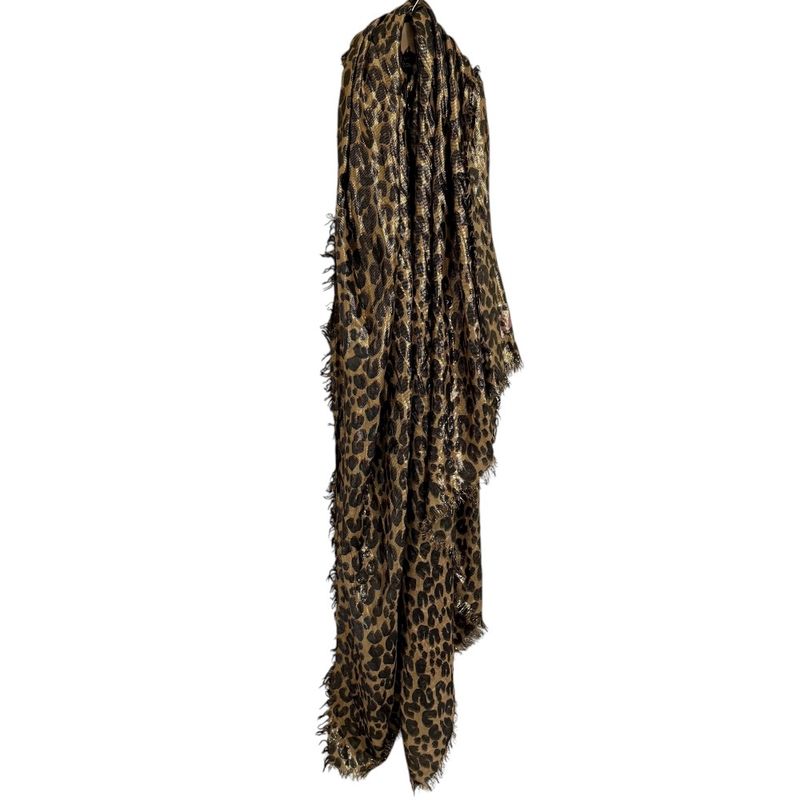 Louis Vuitton Leopard Pattern Cashmere And Silk Shawl 401910 Gold Color Women's