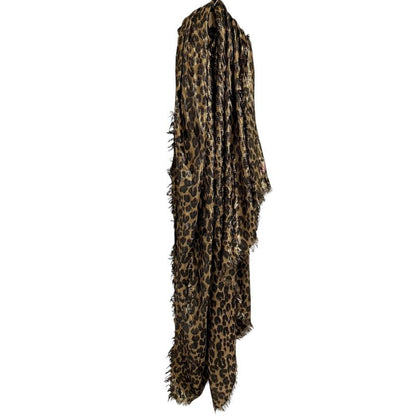 Louis Vuitton Leopard Pattern Cashmere And Silk Shawl 401910 Gold Color Women's