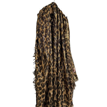 Louis Vuitton Leopard Pattern Cashmere And Silk Shawl 401910 Gold Color Women's