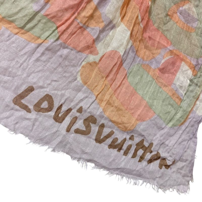 Louis Vuitton Graffiti Pattern Silk And Cashmere Shawl 401910 Multicolor
