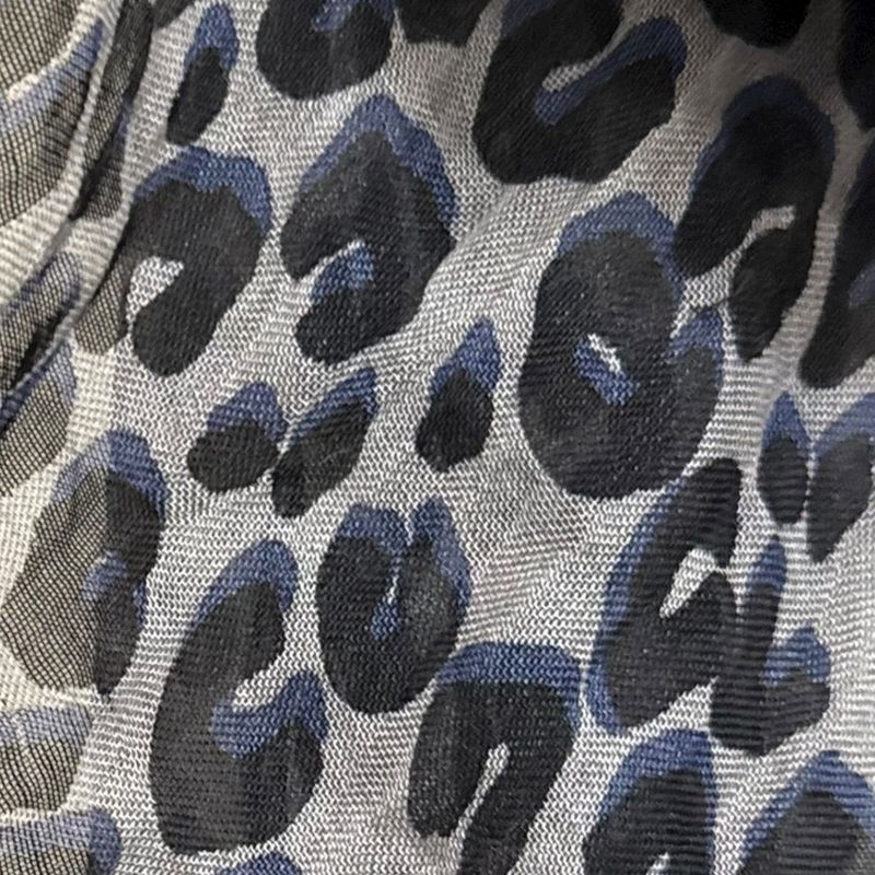 Louis Vuitton Leopard Pattern Cashmere And Silk Sheer Shawl 413287 Gray