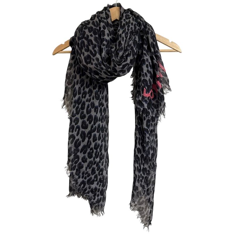 Louis Vuitton Leopard Pattern Cashmere And Silk Sheer Shawl 413287 Gray