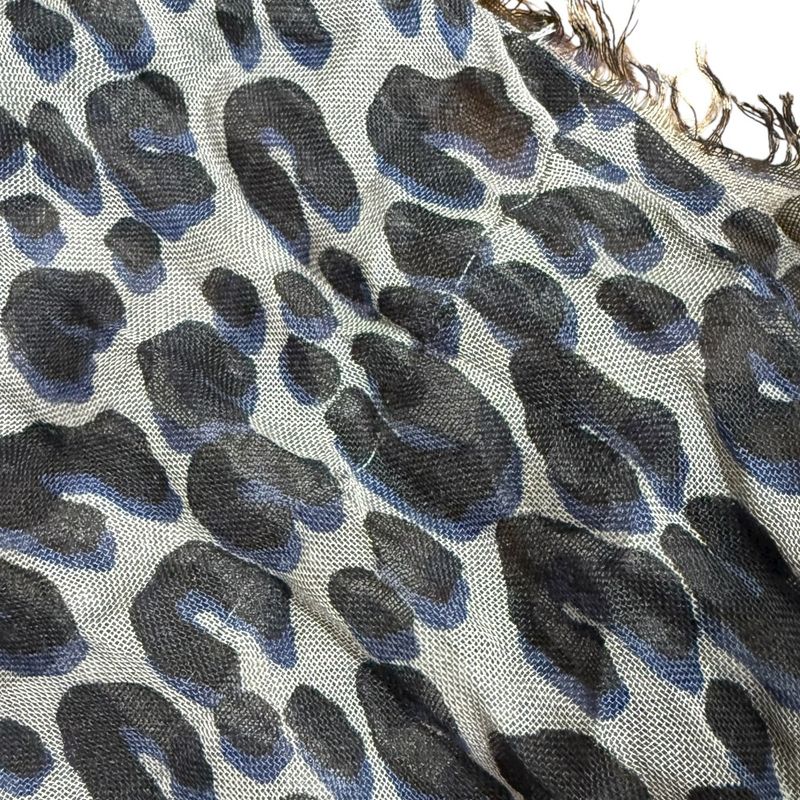 Louis Vuitton Leopard Pattern Cashmere And Silk Sheer Shawl 413287 Gray