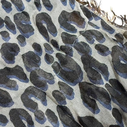 Louis Vuitton Leopard Pattern Cashmere And Silk Sheer Shawl 413287 Gray